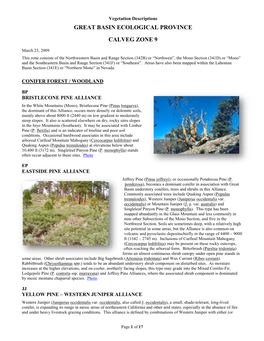 Vegetation Descriptions GREAT BASIN ECOLOGICAL PROVINCE