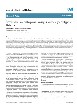 Excess Insulin and Hypoxia, Linkages to Obesity and Type 2 Diabetes