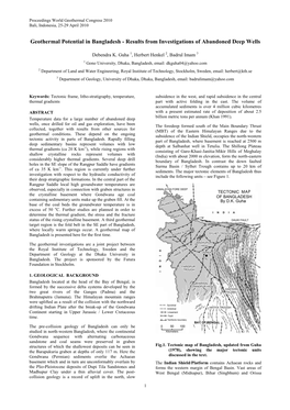 Geothermal Potential in Bangladesh - Results from Investigations of Abandoned Deep Wells