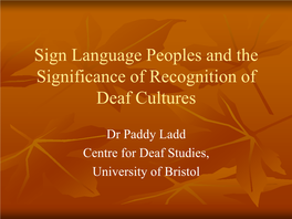 Dr Paddy Ladd's Presentation