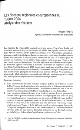 Les Élections Régionales Et Européennes Du 13 Juin 2004 Analyse Des Résultats