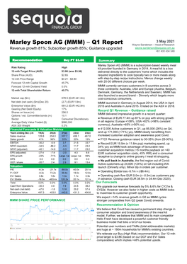 Marley Spoon AG (MMM) – Q1 Report