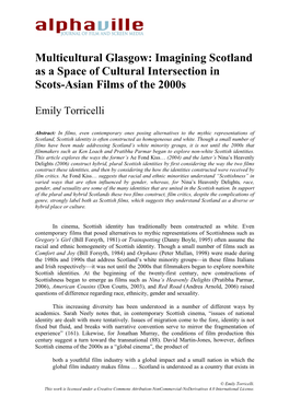 Multicultural Glasgow: Imagining Scotland As a Space of Cultural Intersection in Scots-Asian Films of the 2000S