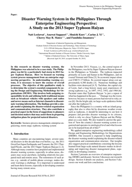 Disaster Warning System in the Philippines Through Enterprise Engineering Perspective