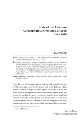 State of the Albanian Autocephalous Orthodox Church After 1990
