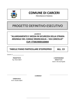 Comune Di Carceri Progetto Definitivo-Esecutivo