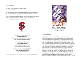 By Joe Orton a Playgoer’S Guide