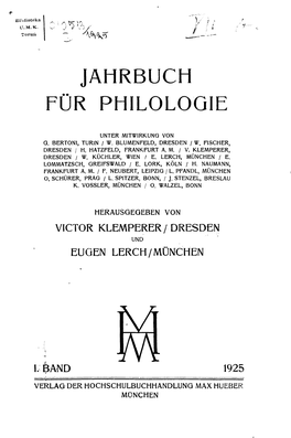 Jahrbuch Für Philologie