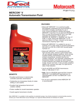 MERCON® V Automatic Transmission Fluid