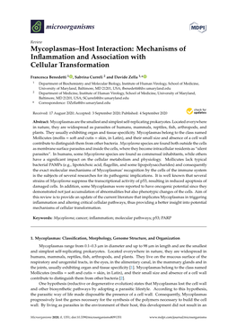 Mycoplasmas–Host Interaction: Mechanisms of Inflammation