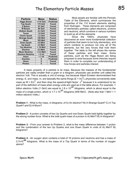 The Elementary Particle Masses 85