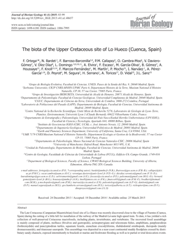 The Biota of the Upper Cretaceous Site of Lo Hueco (Cuenca, Spain)