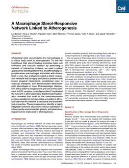 A Macrophage Sterol-Responsive Network Linked to Atherogenesis