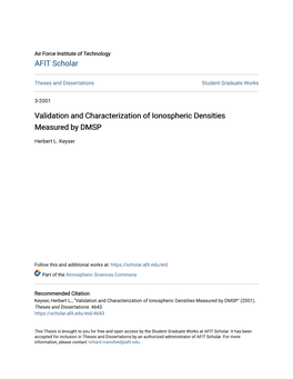 Validation and Characterization of Ionospheric Densities Measured by DMSP