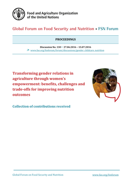 Transforming Gender Relations in Agriculture Through Women's