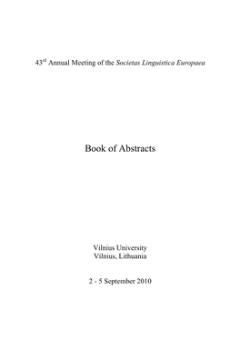 Book of Abstracts