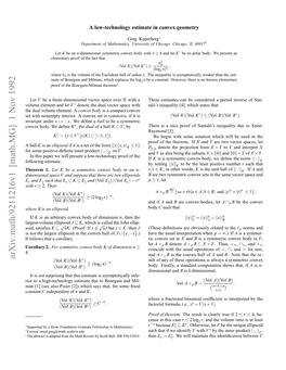 [Math.MG] 1 Nov 1992 Ihr with Iesoa Pc N Ups Htteeaetoellipsoid Two Are There E That Suppose and V Space Dimensional 1