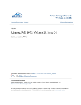 Résumé, Fall, 1993, Volume 25, Issue 01 Alumni Association, WWU