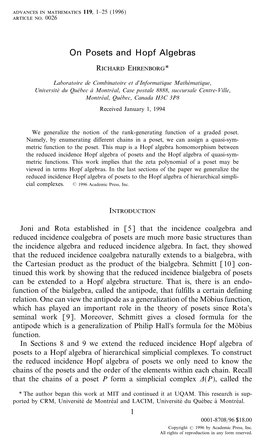 On Posets and Hopf Algebras