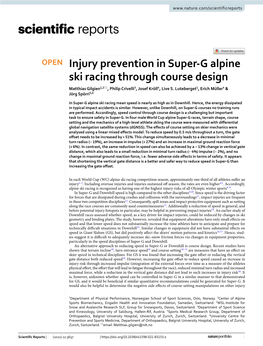 Injury Prevention in Super-G Alpine Ski Racing Through Course Design