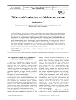 Ethics and Cambodian Worldviews on Nature