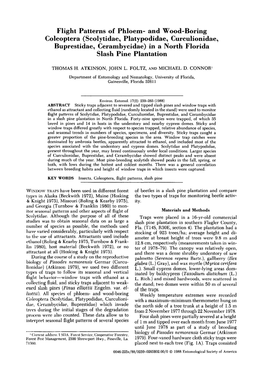 And Wood-Boring Coleoptera (Scolytidae., Platypodidae., Curculionidae., Buprestidae., Cerambycidae) in a North Florida Slash Pine Plantation
