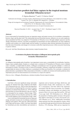 Plant Structure Predicts Leaf Litter Capture in the Tropical Montane Bromeliad Tillandsia Turneri F