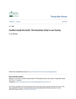 Conflict Inside the Earth: the Koreshan Unity in Lee County