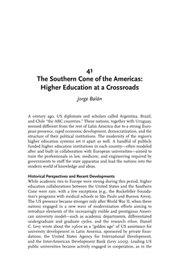 41 the Southern Cone of the Americas: Higher Education at a Crossroads Jorge Balán