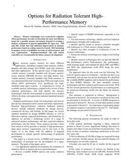 Options for Radiation Tolerant High- Performance Memory Steven M