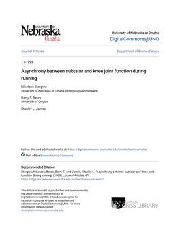 Asynchrony Between Subtalar and Knee Joint Function During Running