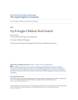 Fay B. Kaigler Children's Book Festival Programs