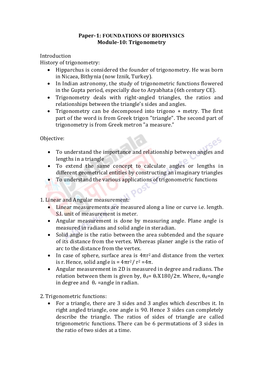 Module-10: Trigonometry Introduction History of Trigonometry