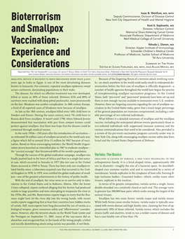 Status of the Smallpox Vaccination Program Which Were Severe