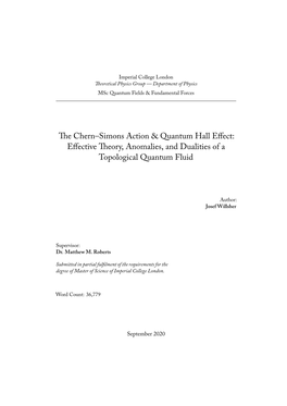 The Chern–Simons Action & Quantum Hall Effect