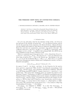 The Periodic Hopf Ring of Connective Morava K-Theory. Phd Thesis, Johns Hopkins University, 1990