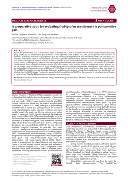 A Comparative Study for Evaluating Flurbiprofen Effectiveness in Postoperative Pain