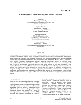 Kentucky Space: a Multi-University Small Satellite Enterprise