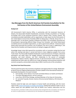 Key Messages from the North American Civil Society Consultation for the 3Rd Session of the United Nations Environment Assembly