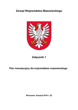 Plan Inwestycyjny Dla Województwa Mazowieckiego
