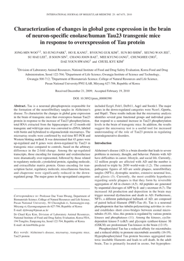 Characterization of Changes in Global Gene Expression in the Brain of Neuron-Specific Enolase/Human Tau23 Transgenic Mice in Response to Overexpression of Tau Protein