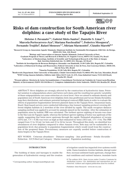 Risks of Dam Construction for South American River Dolphins: a Case Study of the Tapajós River