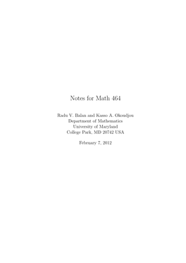 Notes for Math 464