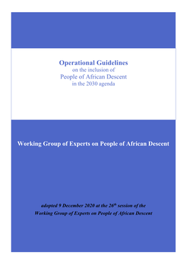 Operational Guidelines on Inclusion of People of African Descent in the 2030 Agenda