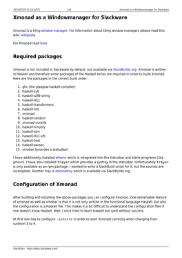 Xmonad As a Windowmanager for Slackware Xmonad As a Windowmanager for Slackware