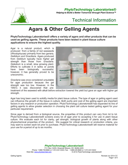 Agars and Other Gelling Agents