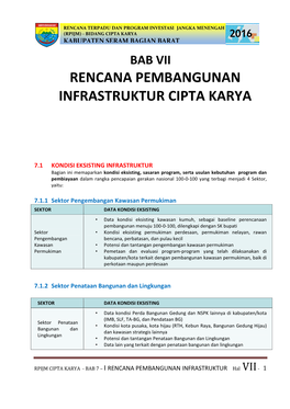 Rencana Pembangunan Infrastruktur Cipta Karya