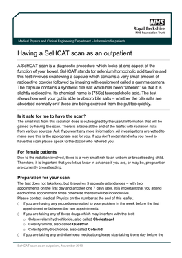 Having a Sehcat Scan As an Outpatient