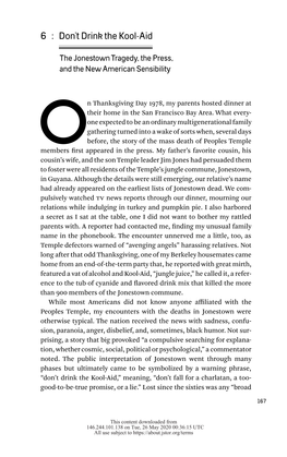 Don't Drink the Kool-Aid: the Jonestown Tragedy, the Press, and New American Sensibility