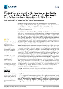 Effects of Lard and Vegetable Oils Supplementation Quality And